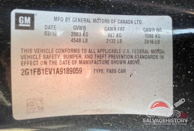 2G1FB1EV1A9189059 2010 CHEVROLET CAMARO photo no. 10