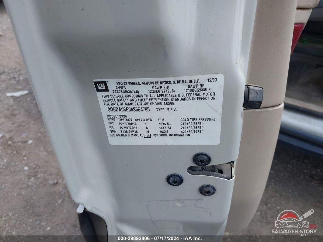3G5DA03E04S554795 2004 BUICK RENDEZVOUS photo no. 9