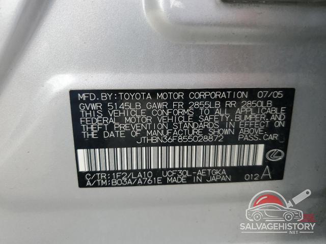 JTHBN36F855028872 2005 LEXUS LS430 photo no. 12