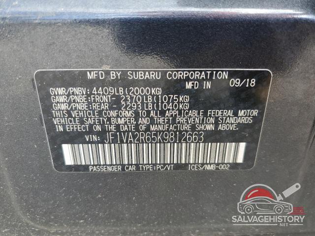 JF1VA2R65K9812663 2019 SUBARU WRX photo no. 12