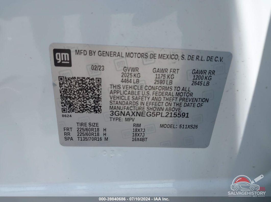 3GNAXNEG5PL215591 2023 CHEVROLET EQUINOX photo no. 9