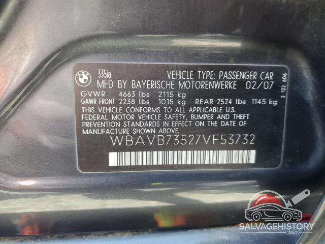 WBAVB73527VF53732 2007 BMW 3 SERIES photo no. 12
