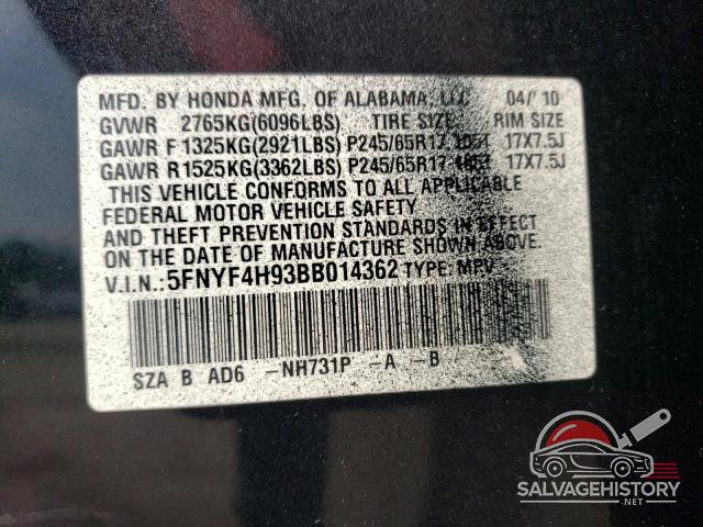 5FNYF4H93BB014362 2011 HONDA PILOT photo no. 13