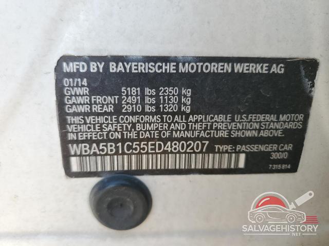WBA5B1C55ED480207 2014 BMW 5 SERIES photo no. 12
