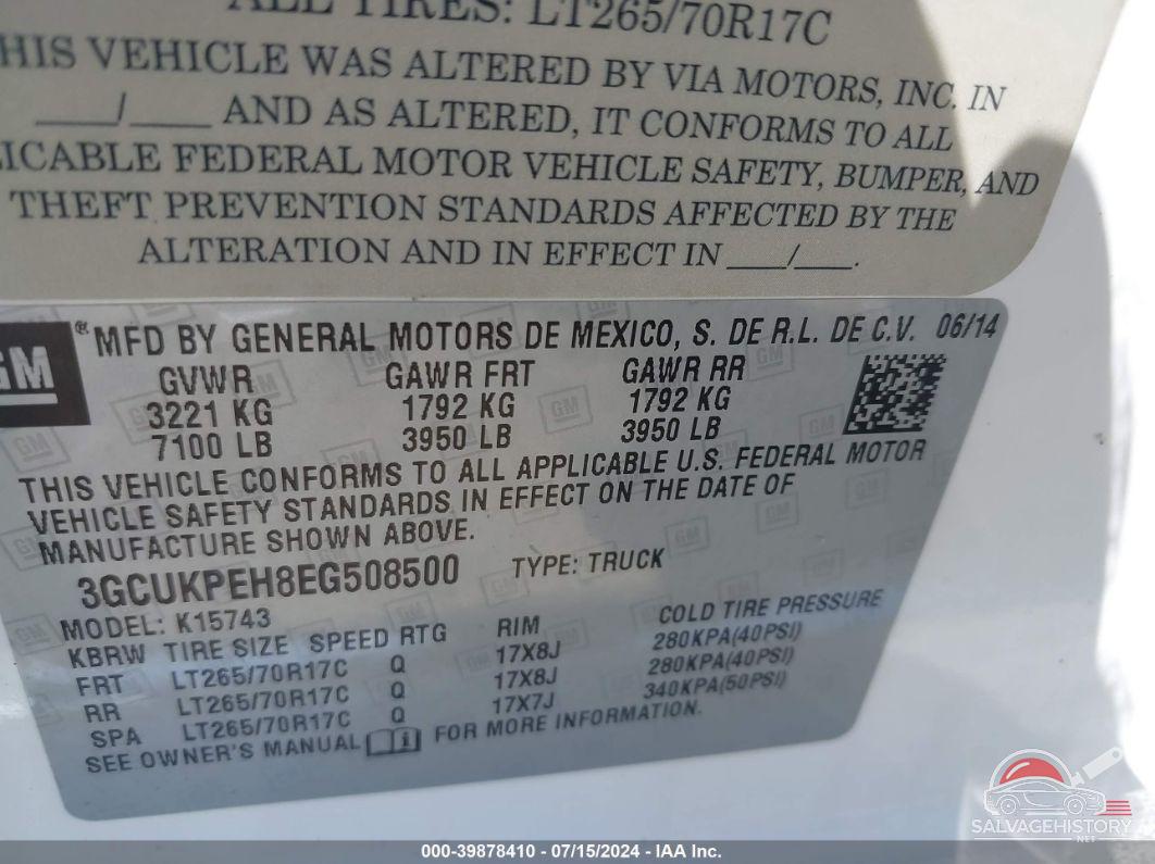 3GCUKPEH8EG508500 2014 CHEVROLET SILVERADO 1500 photo no. 9