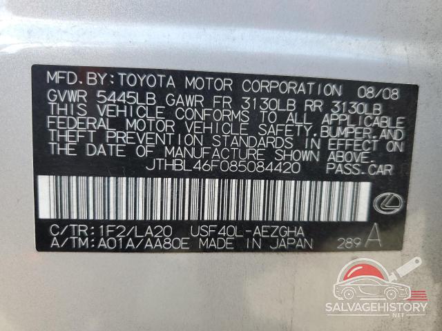 JTHBL46F085084420 2008 LEXUS LS460 photo no. 12