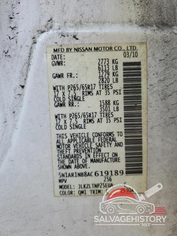 5N1AR1NB8AC619189 2010 NISSAN PATHFINDER photo no. 12