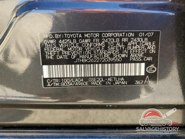JTHBK262272039550 2007 LEXUS IS photo no. 12