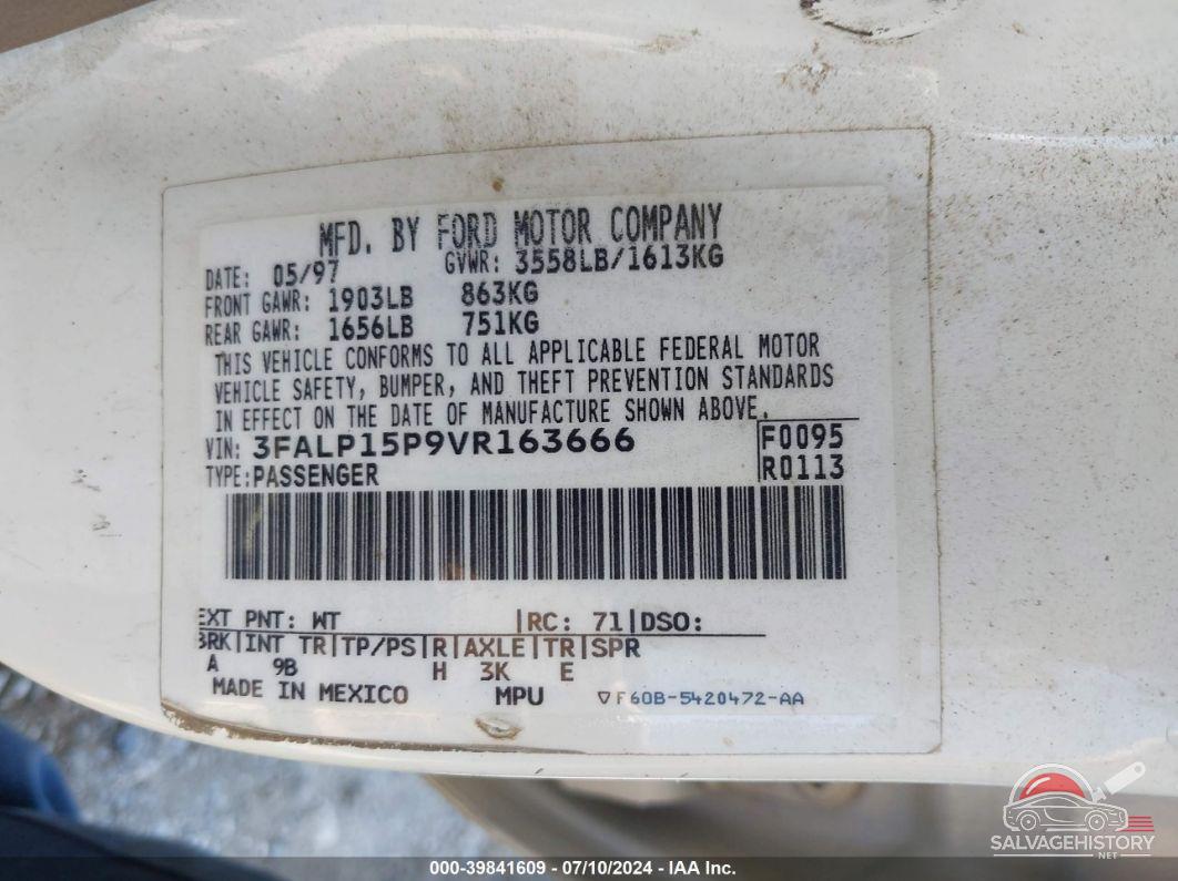 3FALP15P9VR163666 1997 FORD ESCORT photo no. 9