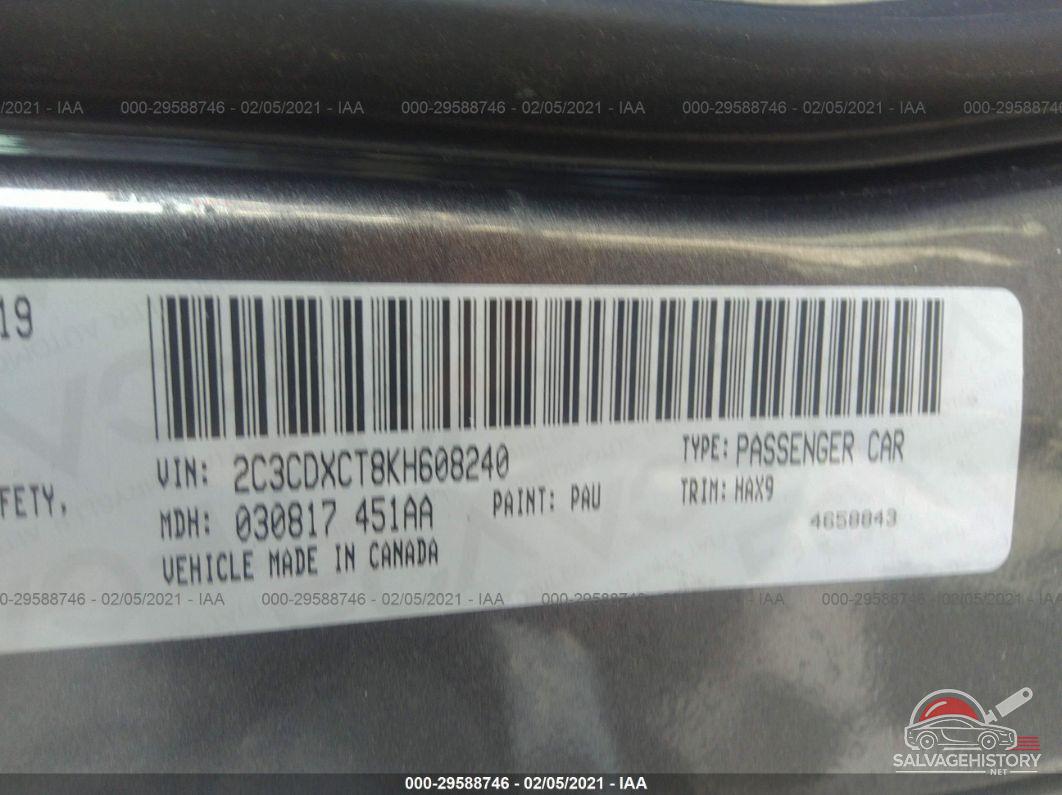 2C3CDXCT8KH608240 2019 DODGE CHARGER photo no. 9