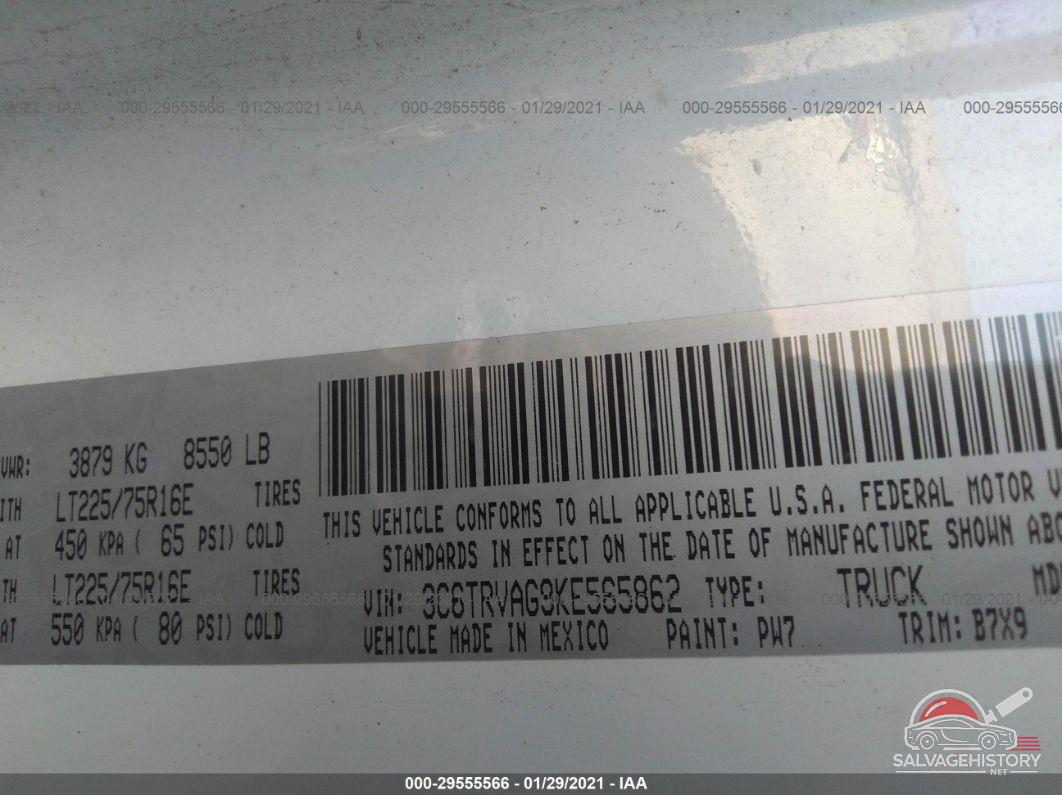 3C6TRVAG9KE565862 2019 RAM PROMASTER CARGO VAN photo no. 9