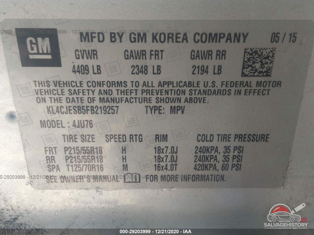 KL4CJESB5FB219257 2015 BUICK ENCORE photo no. 9