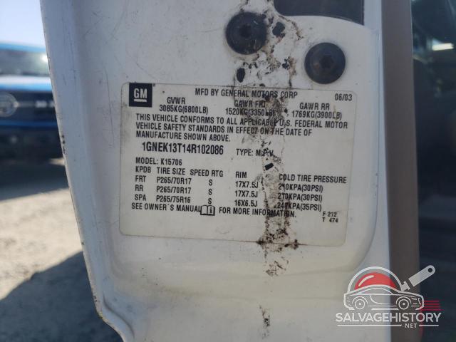1GNEK13T14R102086 2004 CHEVROLET TAHOE photo no. 13