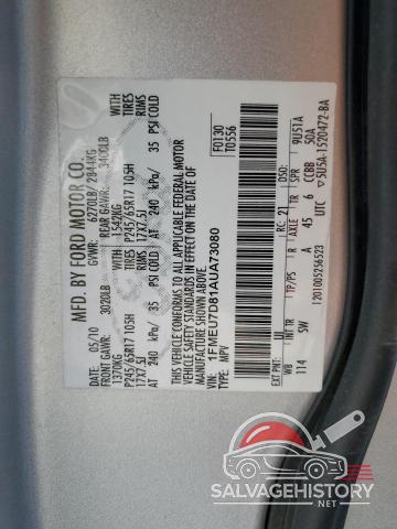 1FMEU7D81AUA73080 2010 FORD EXPLORER photo no. 12