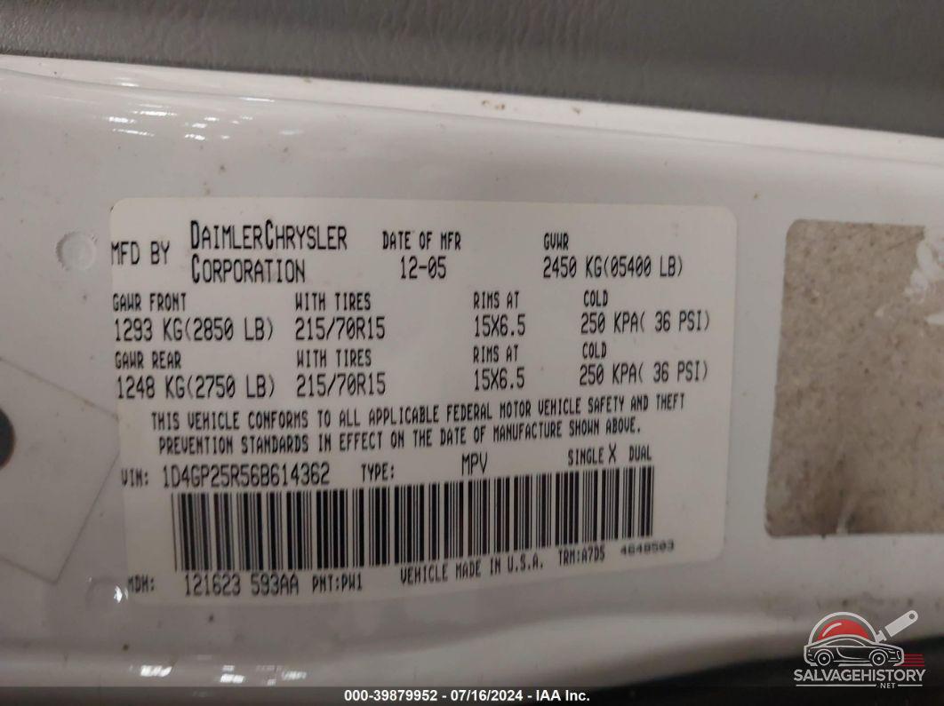 1D4GP25R56B614362 2006 DODGE CARAVAN photo no. 9
