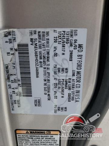 5LMEU68H03ZJ46866 2003 LINCOLN AVIATOR photo no. 13