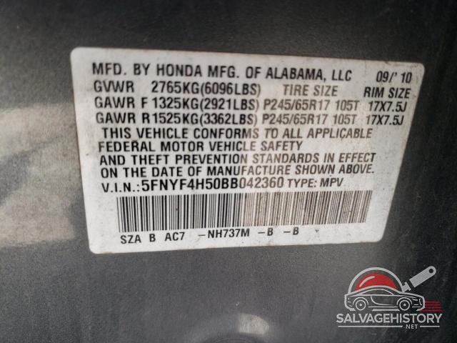 5FNYF4H50BB042360 2011 HONDA PILOT photo no. 13