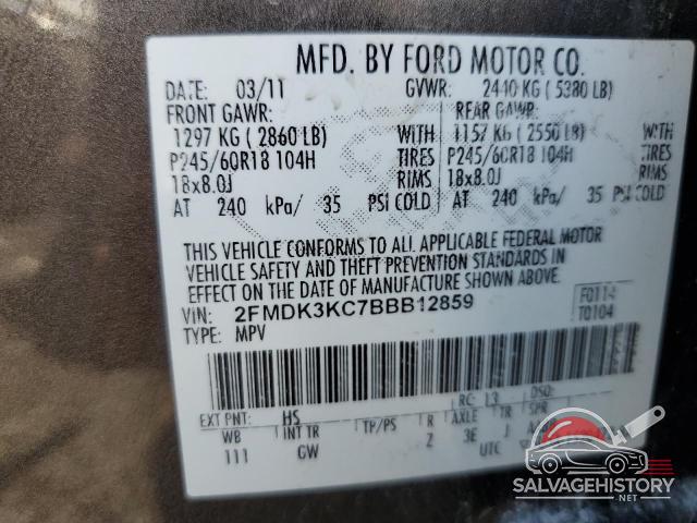 2FMDK3KC7BBB12859 2011 FORD EDGE photo no. 14