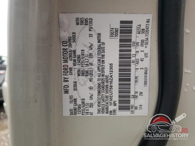 1FMEU75816ZA12305 2006 FORD EXPLORER photo no. 13