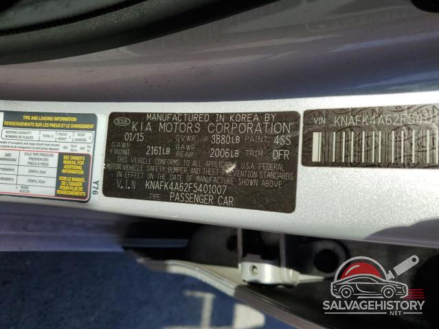 KNAFK4A62F5401007 2015 KIA FORTE photo no. 12