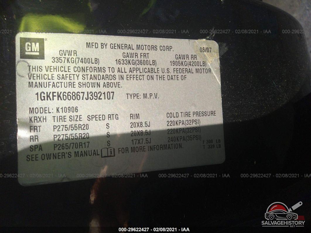 1GKFK66867J392107 2007 GMC YUKON XL DENALI photo no. 9