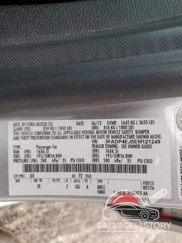 3FADP4EJ5EM121249 2014 FORD FIESTA photo no. 12