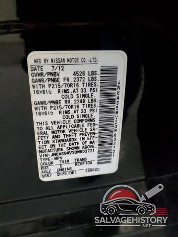 JN8AS5MV2DW603721 2013 NISSAN ROGUE photo no. 14