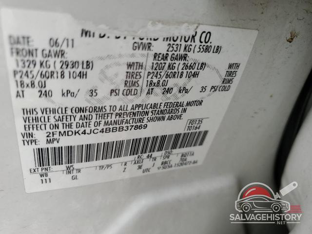 2FMDK4JC4BBB37869 2011 FORD EDGE photo no. 13
