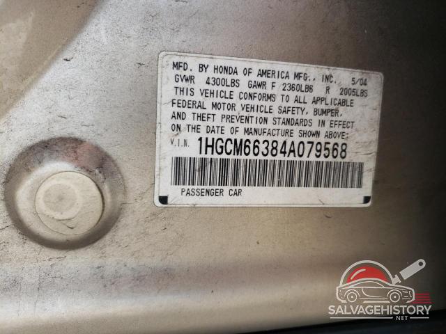 1HGCM66384A079568 2004 HONDA ACCORD photo no. 12