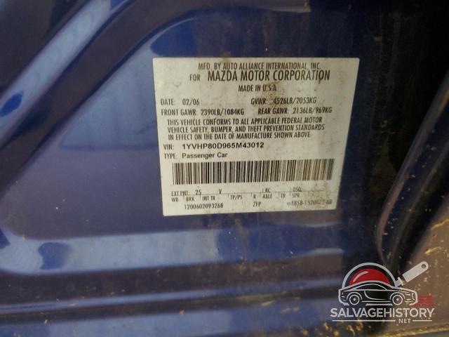 1YVHP80D965M43012 2006 MAZDA 6 photo no. 13