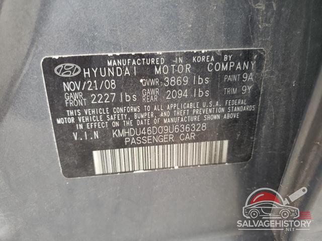 KMHDU46D09U636328 2009 HYUNDAI ELANTRA photo no. 12