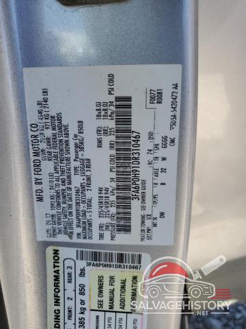 3FA6P0H91DR310467 2013 FORD FUSION photo no. 12