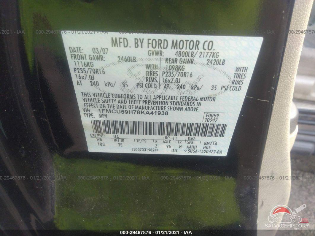 1FMCU59H78KA41938 2008 FORD ESCAPE photo no. 9