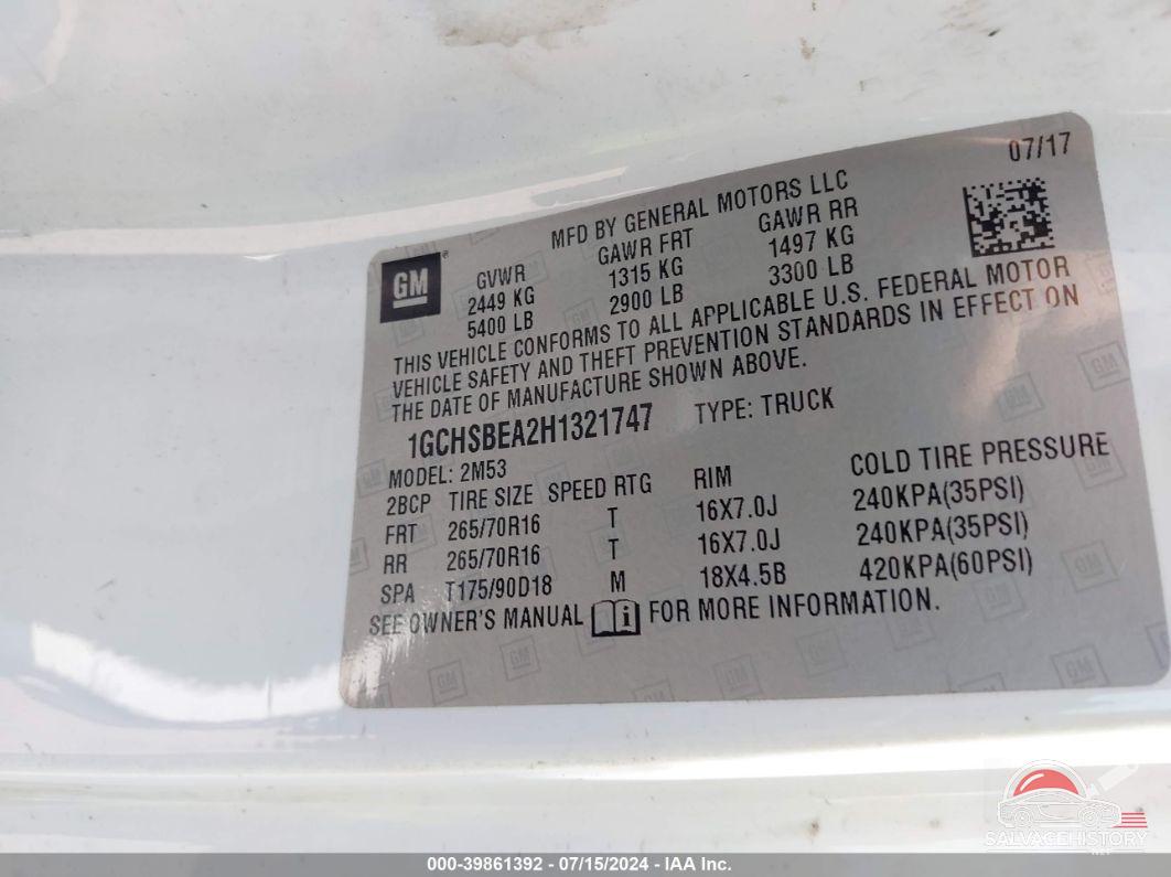 1GCHSBEA2H1321747 2017 CHEVROLET COLORADO photo no. 9