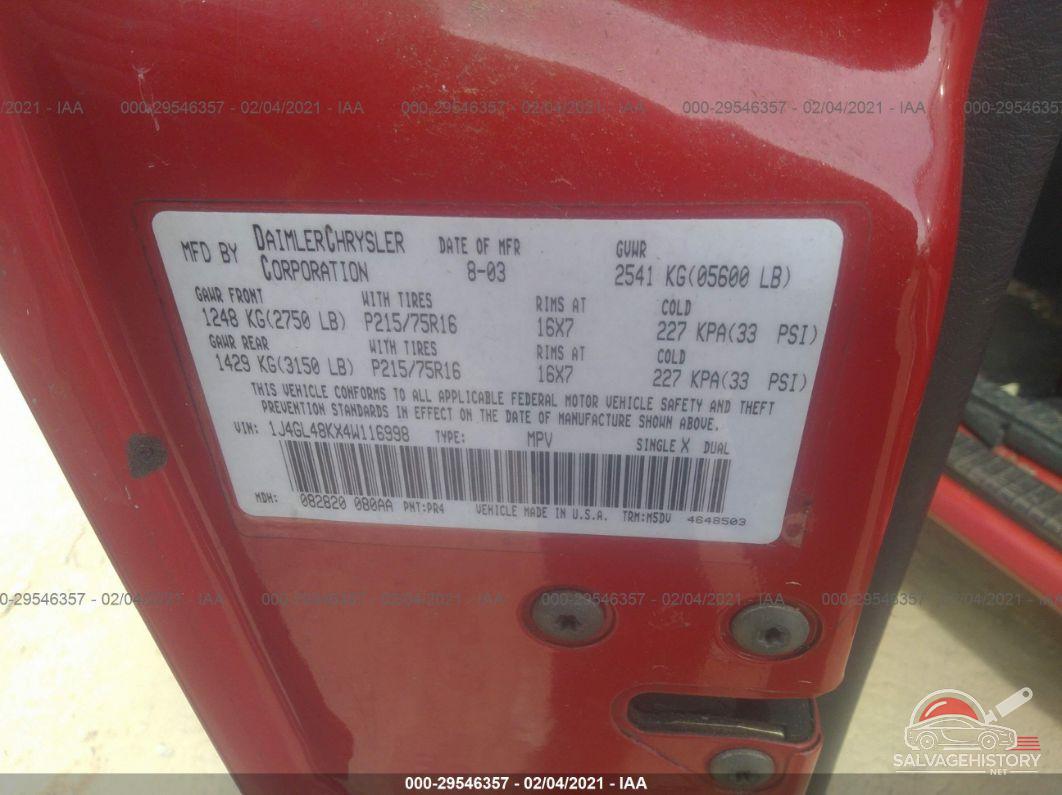 1J4GL48KX4W116998 2004 JEEP LIBERTY photo no. 9
