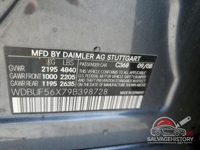 WDBUF56X79B398728 2009 MERCEDES-BENZ E-CLASS photo no. 12
