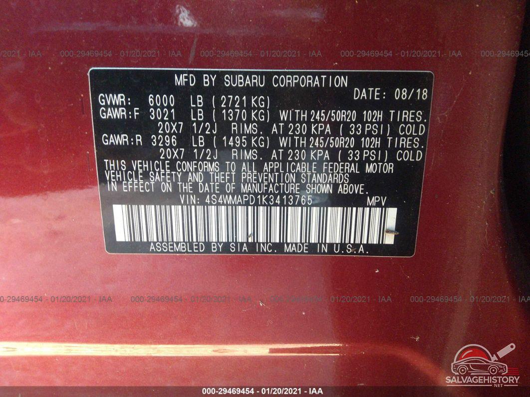 4S4WMAPD1K3413765 2019 SUBARU ASCENT photo no. 9