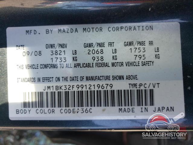 JM1BK32F991219679 2009 MAZDA 3 photo no. 12