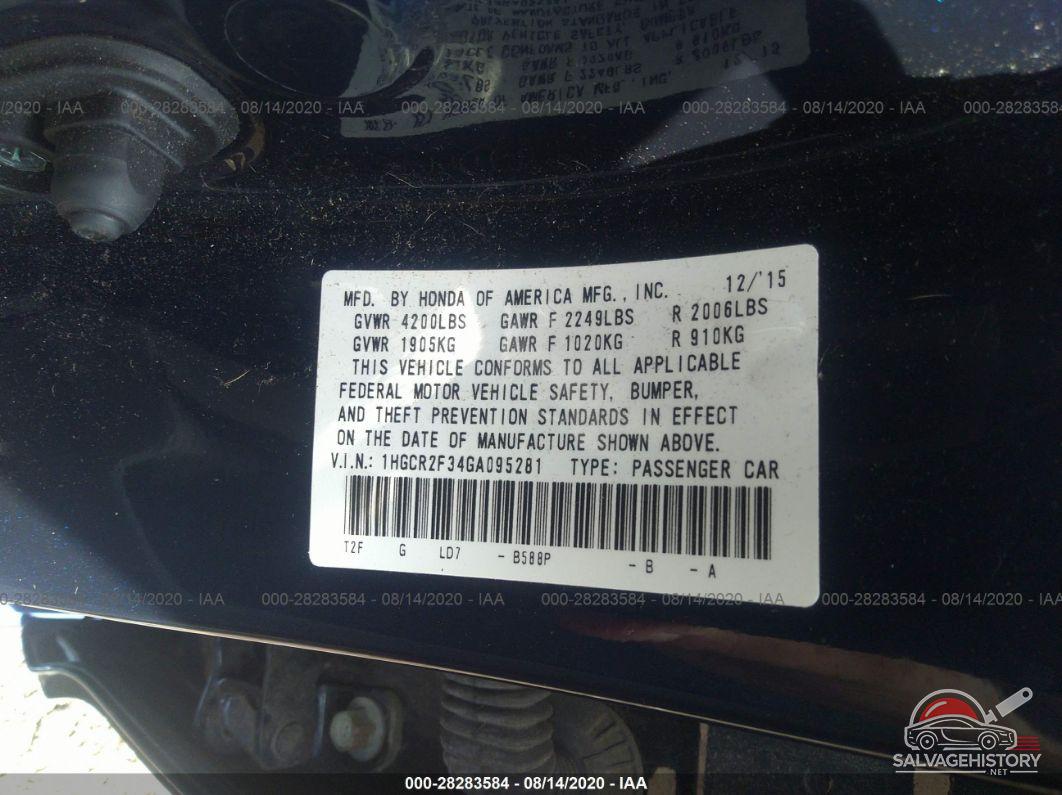 1HGCR2F34GA095281 2016 HONDA ACCORD SEDAN photo no. 9