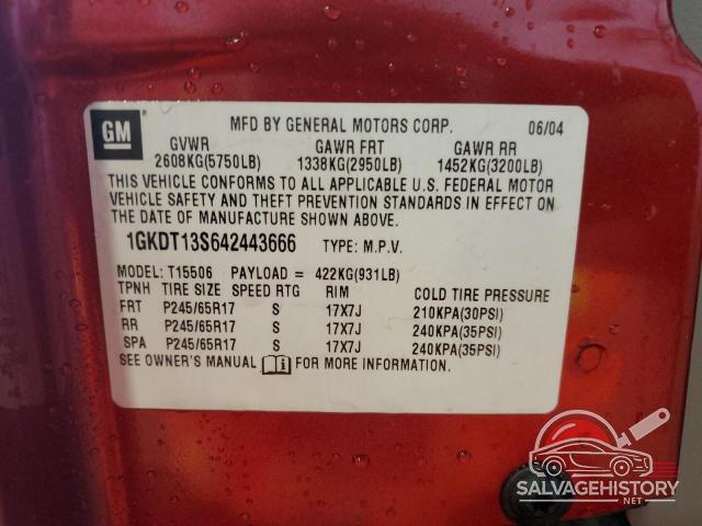 1GKDT13S642443666 2004 GMC ENVOY photo no. 13