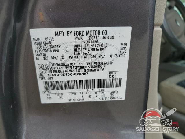 1FMCU9D73CKB95187 2012 FORD ESCAPE photo no. 13