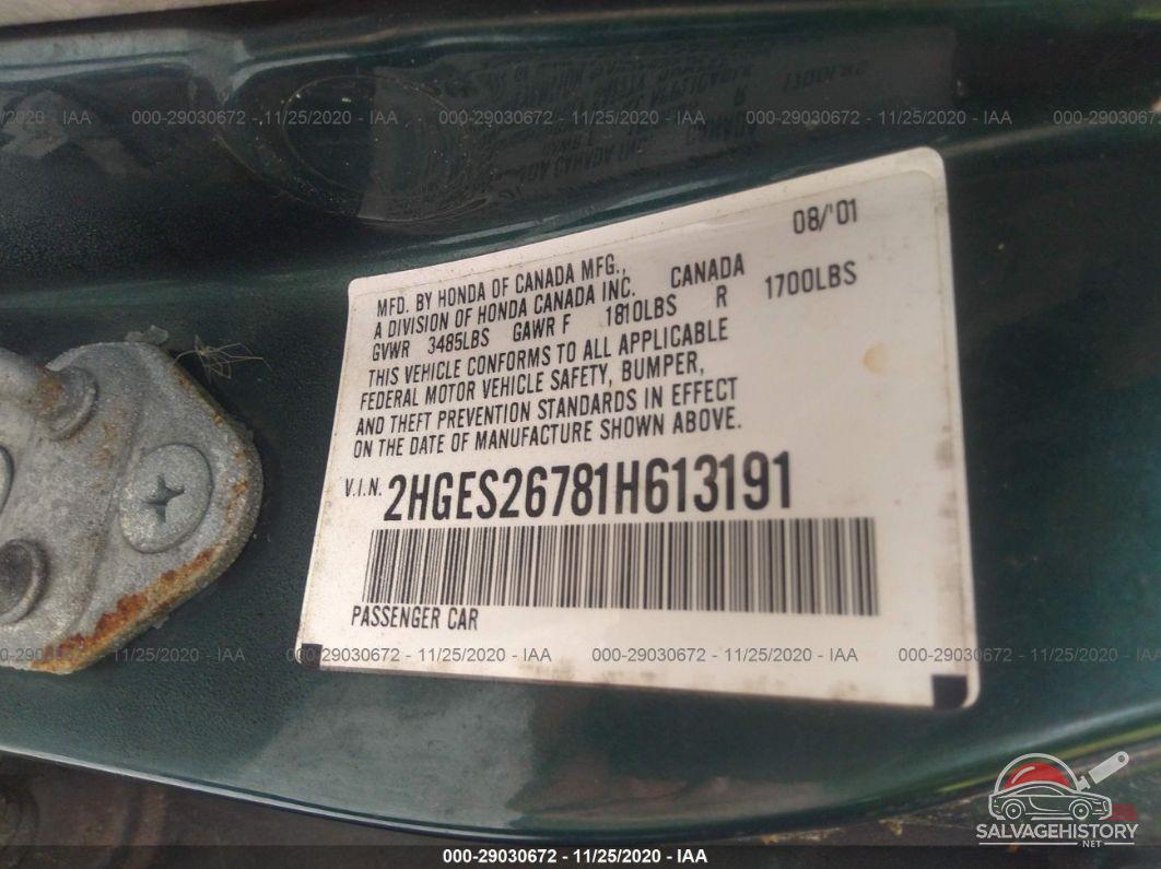 2HGES26781H613191 2001 HONDA CIVIC photo no. 9