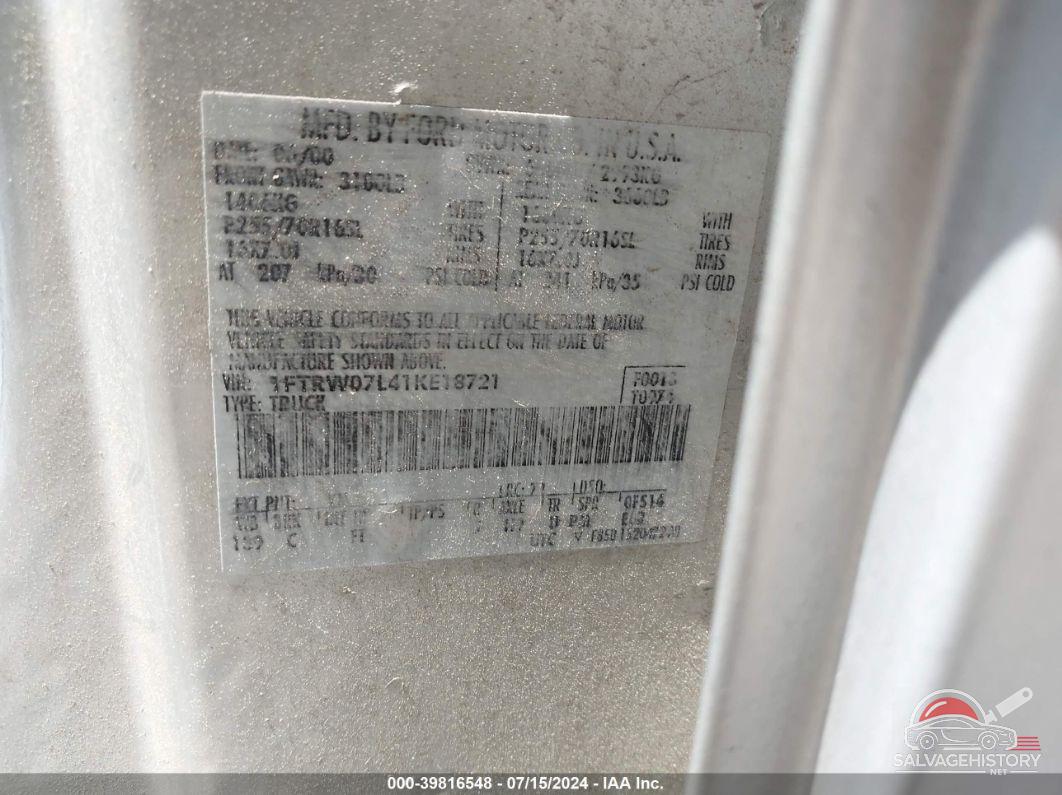 1FTRW07L41KE18721 2001 FORD F-150 photo no. 9