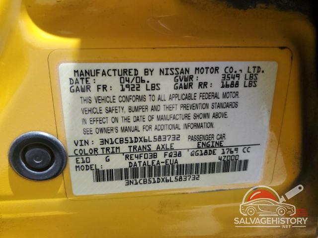 3N1CB51DX6L583732 2006 NISSAN SENTRA photo no. 12