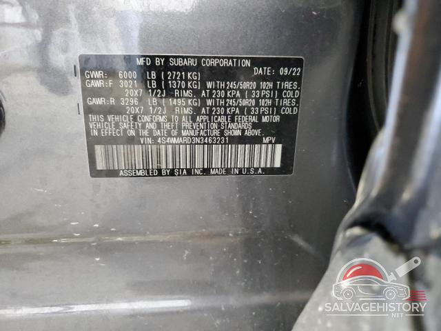 4S4WMARD3N3463231 2022 SUBARU ASCENT photo no. 13
