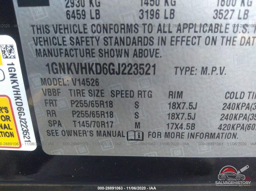 1GNKVHKD6GJ223521 2016 CHEVROLET TRAVERSE photo no. 9
