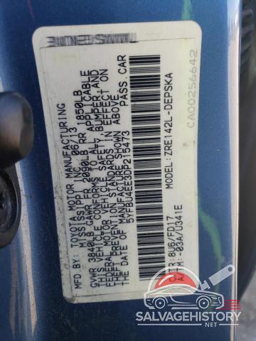 5YFBU4EE3DP215473 2013 TOYOTA COROLLA photo no. 12