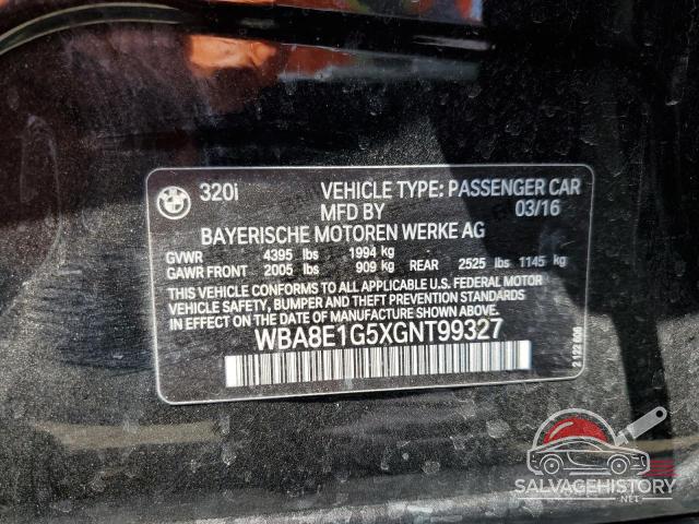 WBA8E1G5XGNT99327 2016 BMW 3 SERIES photo no. 12