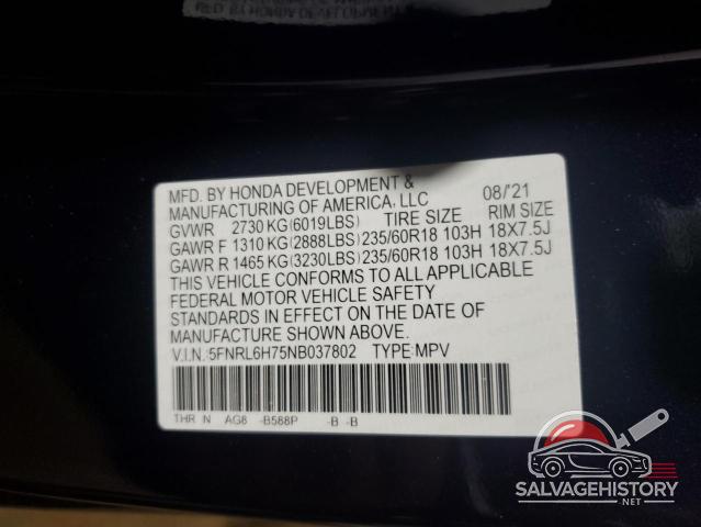5FNRL6H75NB037802 2022 HONDA All Models photo no. 13
