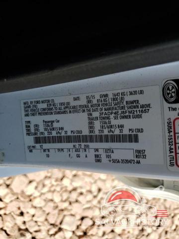 3FADP4EJ8FM211657 2015 FORD FIESTA photo no. 12